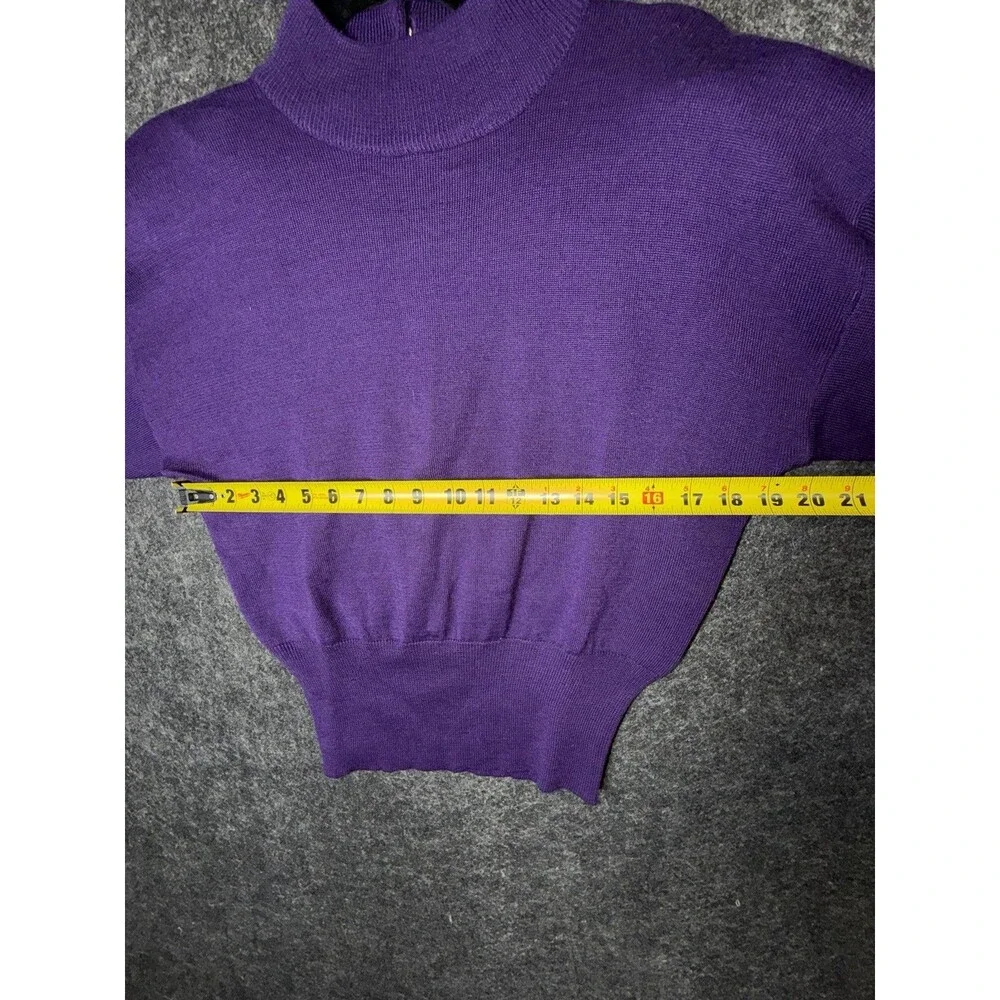 Vintage Casual Corner Purple Mock Neck Sweater with Padded Shoulders - SZ Small